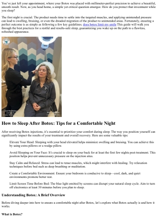 How to Sleep After Botox: Tips for a Comfortable Night