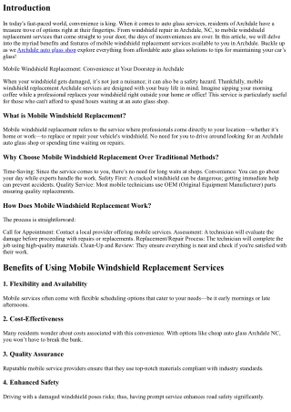 Mobile Windshield Replacement: Convenience at Your Doorstep in Archdale