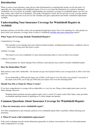 Understanding Your Insurance Coverage for Windshield Repairs in Archdale