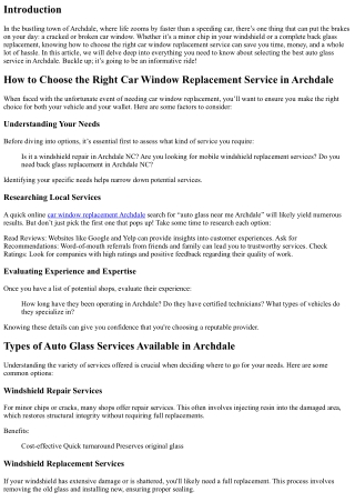 How to Choose the Right Car Window Replacement Service in Archdale