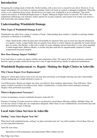 Windshield Replacement vs. Repair: Making the Right Choice in Asheville