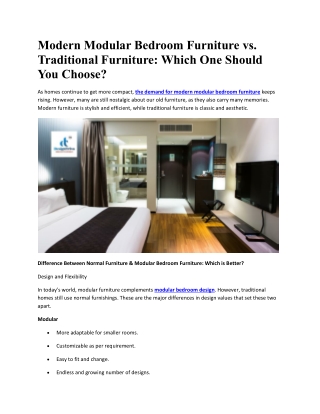 Modern Modular Bedroom Furniture vs Traditional Furniture Which One Should You Choose