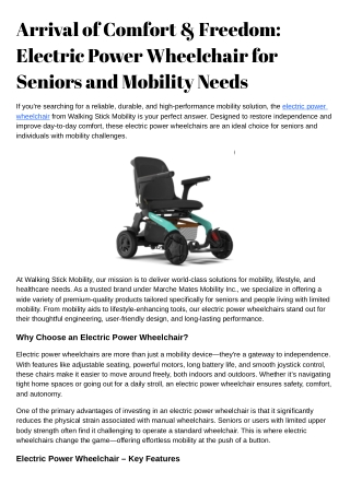 Electric Power Wheelchair – Shop the Best Electric Power Wheelchair in Canada