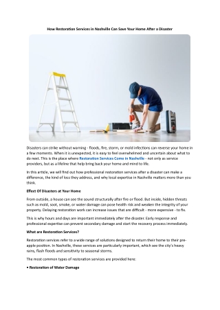 How Restoration Services in Nashville Can Save Your Home After a Disaster