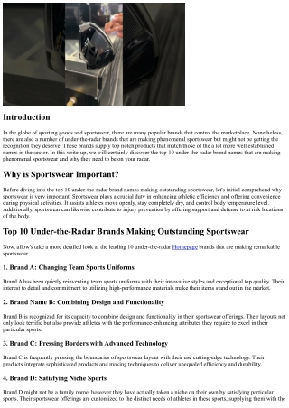 Top 10 Under-the-Radar Brands Making Remarkable Sportswear