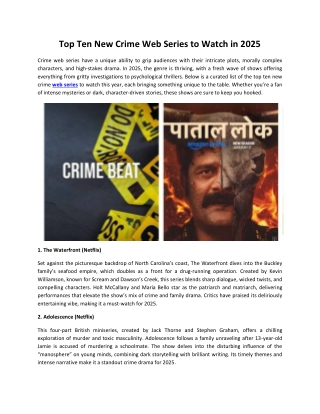 Explore List of Top Ten New Crime Web Series