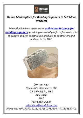 Online Marketplace for Building Suppliers to Sell More Products