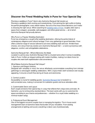 Discover the Finest Wedding Halls in Pune for Your Special Day