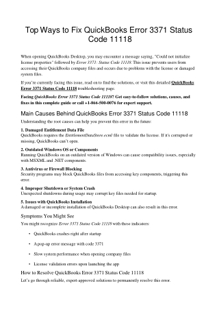 Fix QuickBooks Error 3371 Status Code 11118 Fast