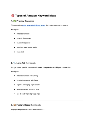 Types of Amazon Keyword Ideas
