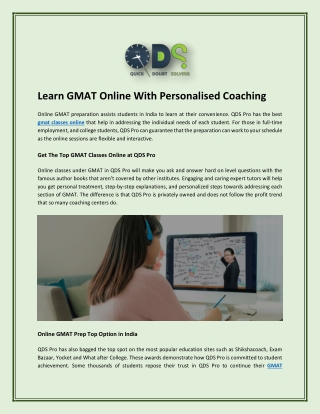 Learn GMAT Online With Personalised Coaching