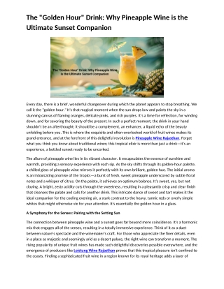 The Golden Hour Drink Why Pineapple Wine is the Ultimate Sunset Companion (1)