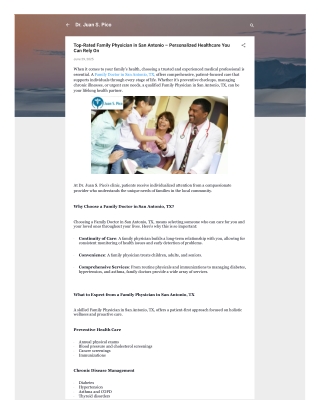 Top-Rated Family Physician in San Antonio – Personalized Healthcare You Can Rely On