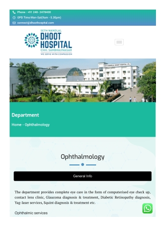 Best Cataract Surgery Hospital in Aurangabad – Dhoot Hospitals