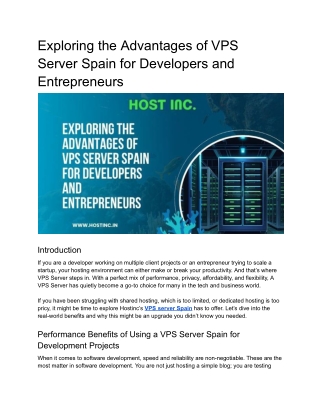 Exploring the Advantages of VPS Server Spain for Developers and Entrepreneurs