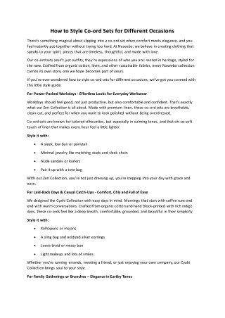 How to Style Co-ord Sets for Different Occasions