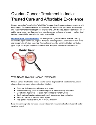 Ovarian Cancer Treatment in India_ Trusted Care and Affordable Excellence