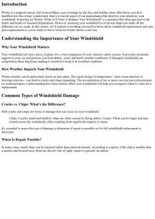 Preparing for Winter: When Is It Time to Replace Your Windshield?