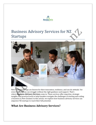 Business Advisory Services for NZ Startups.