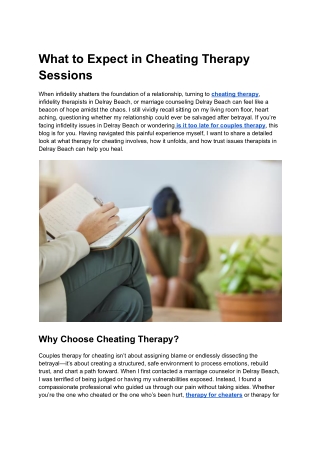 What to Expect in Cheating Therapy Sessions
