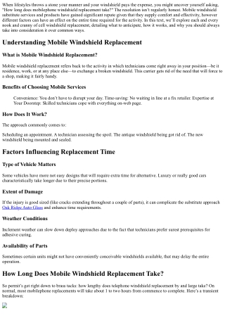 How Long Does Mobile Windshield Replacement Take?