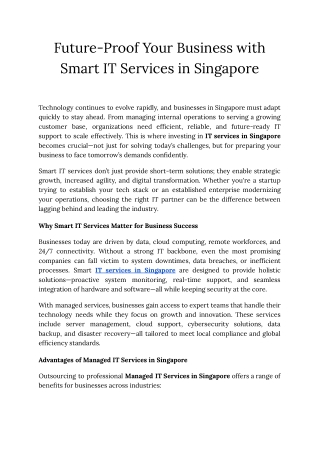 Future-Proof Your Business with Smart IT Services in Singapore