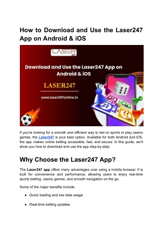 How to Download and Use the Laser247 App on Android & iOS