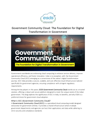 Government Community Cloud The Foundation for Digital Transformation in Government