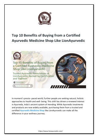 Top 10 Benefits of Buying from a Certified Ayurvedic Medicine Shop Like LionAyurvedic