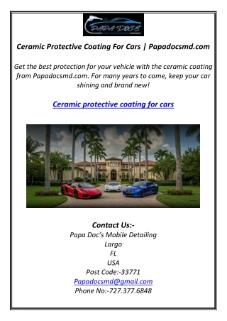 Ceramic Protective Coating For Cars | Papadocsmd.com