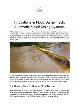 Smart Flood Barriers: Automatic & Self-Rising Solutions