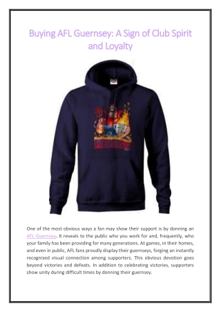 Buying AFL Guernsey A Sign of Club Spirit and Loyalty