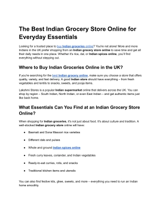 Shop Indian Groceries Online in the UK – Lakshmi Stores UK