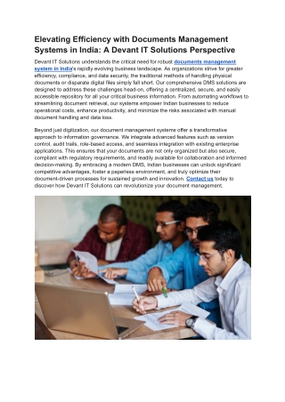 Documents Management Systems in India_ A Devant IT Solutions Perspective