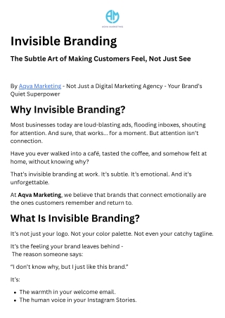 Invisible Branding_ The Subtle Art of Making Customers Feel, Not Just See!