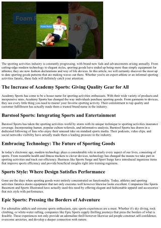 The Latest Sporting Goods Trends: What's Hot in the marketplace