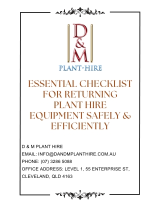Essential Checklist for Returning Plant Hire Equipment Safely & Efficiently