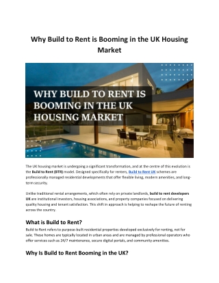 Why Build to Rent is Booming in the UK Housing Market