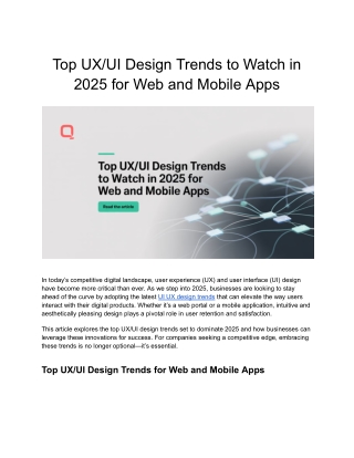 Top UX_UI Design Trends to Watch in 2025 for Web and Mobile Apps