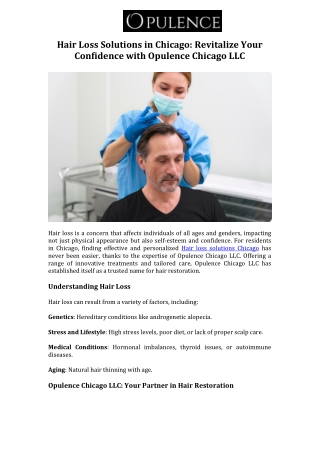 Hair Loss Solutions in Chicago Revitalize Your Confidence with Opulence Chicago LLC