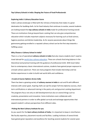 Top Culinary Schools in India_ Shaping the Future of Food Professionals