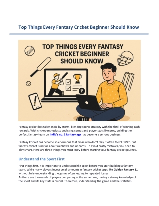 Top Things Every Fantasy Cricket Beginner Should Know