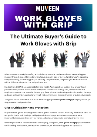 Superior Grip & Comfort: MUVEEN DEX FIT Work Gloves for All-Day Use