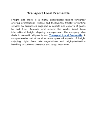 Transport Local Fremantle