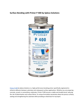 Surface Bonding with Primer P 400 by Spleca Solutions