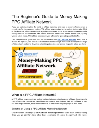 The Beginner's Guide to Money-Making PPC Affiliate Network