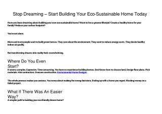 Eco sustainable home design