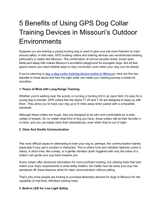 5 Benefits of Using GPS Dog Collar Training Devices in Missouri’s Outdoor Environments