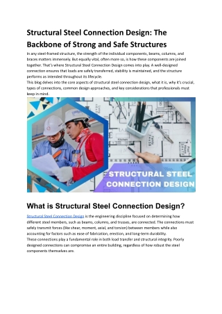 Structural Steel Connection Design: The Backbone of Strong and Safe Structures