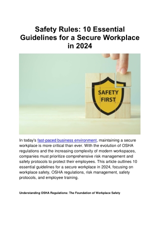 Safety Rules 10 Essential Guidelines for a Secure Workplace in 2024